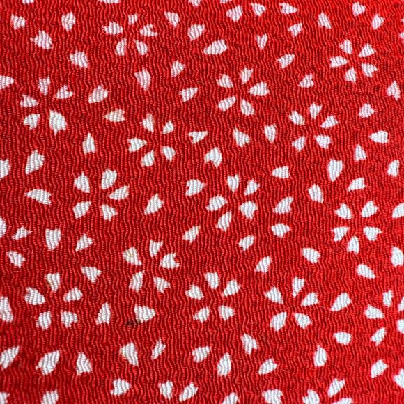 Vintage Japanese Jewelry Box Sakura Kimono Fabric Covered in Red & White Floral - Picture 11 of 12